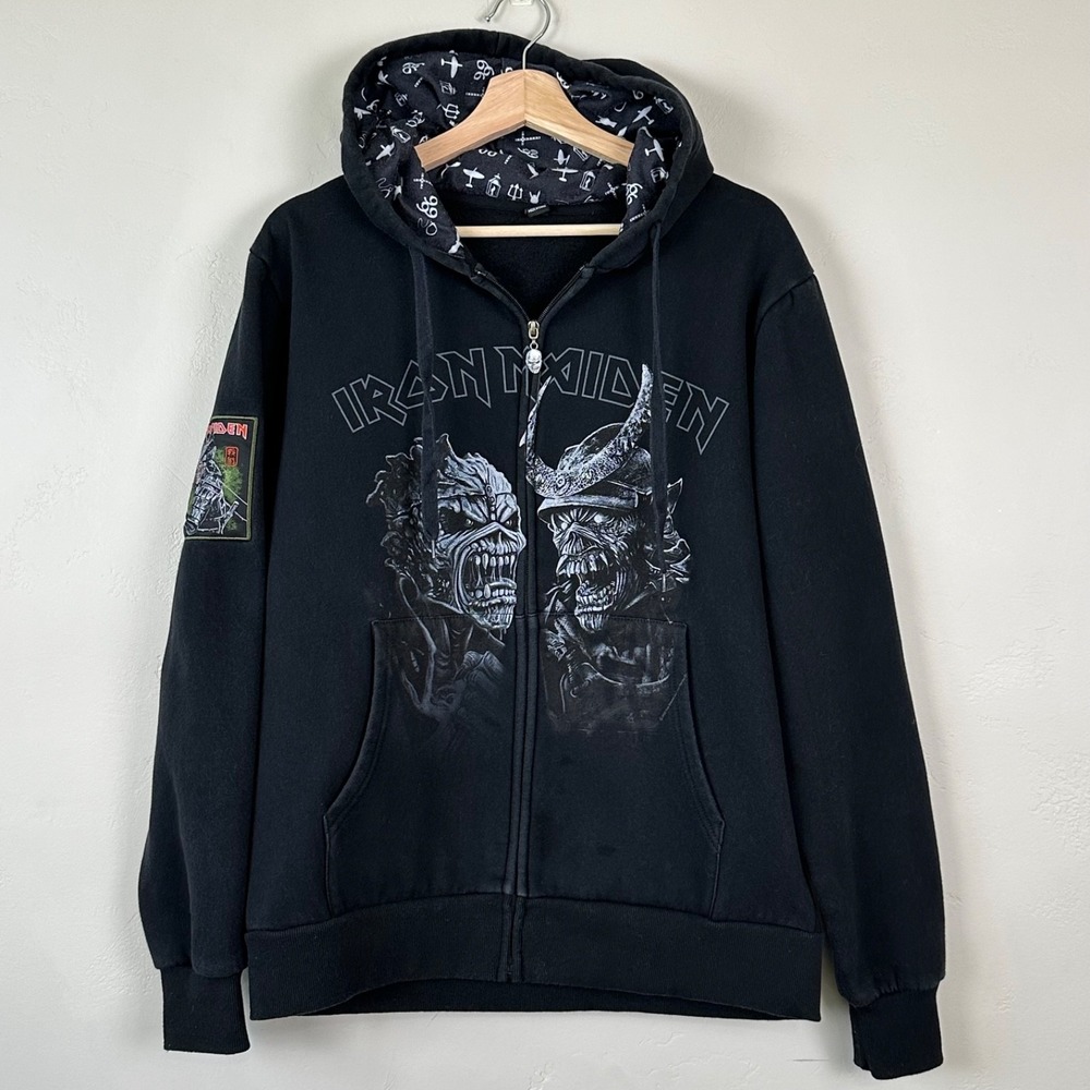 Iron Maiden Men 2022 Legacy Of The Beast Tour Hoodie Sz L Zip Heavy Metal Merch
